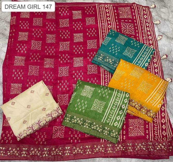 Dream Girl 147 By Kalpatru Dolla Silk Beautiful Printed Sarees Wholesale Online